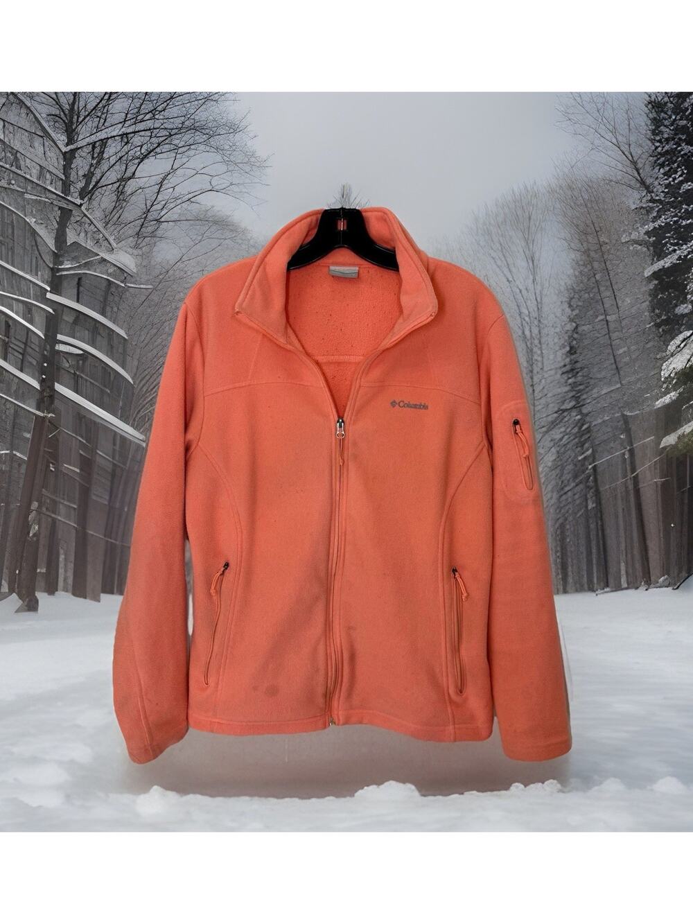 Columbia Jacket, Women's Size Large, Pink, Full Zip, Pocket on arm